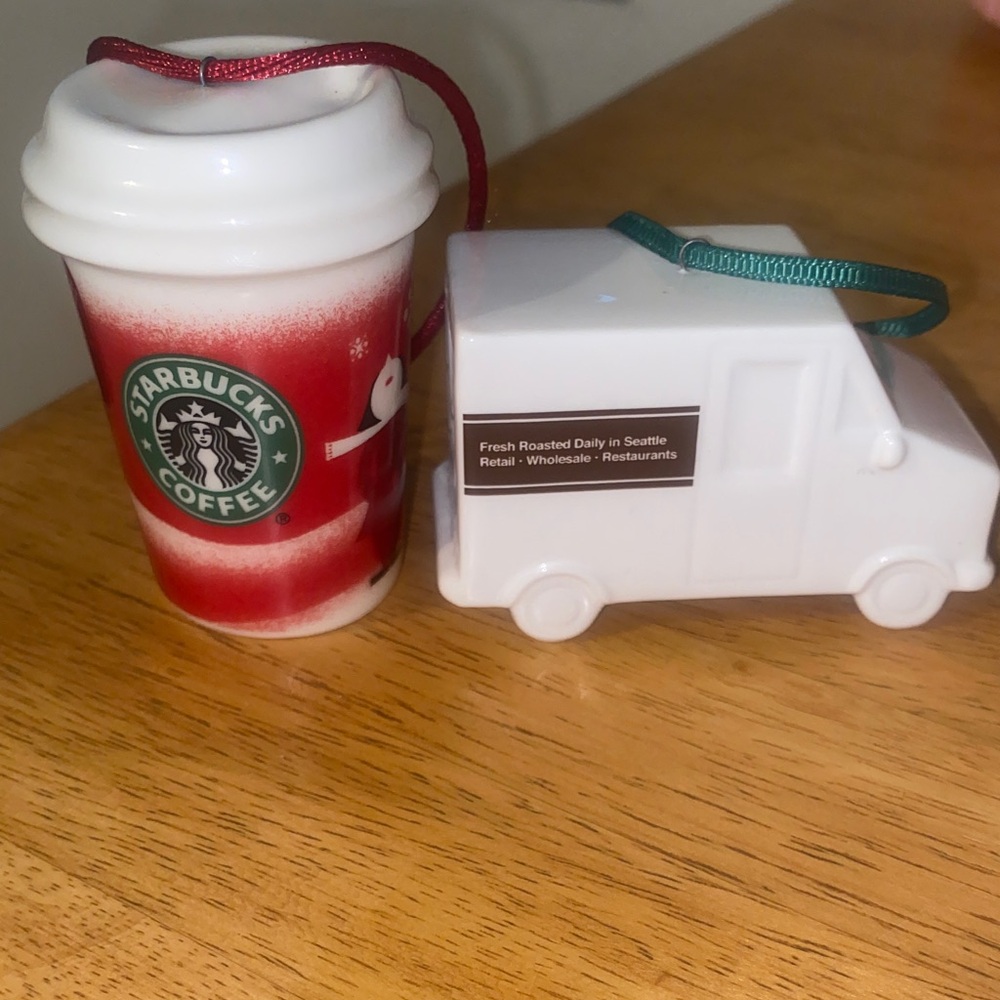 2 Starbucks Christmas Ornament